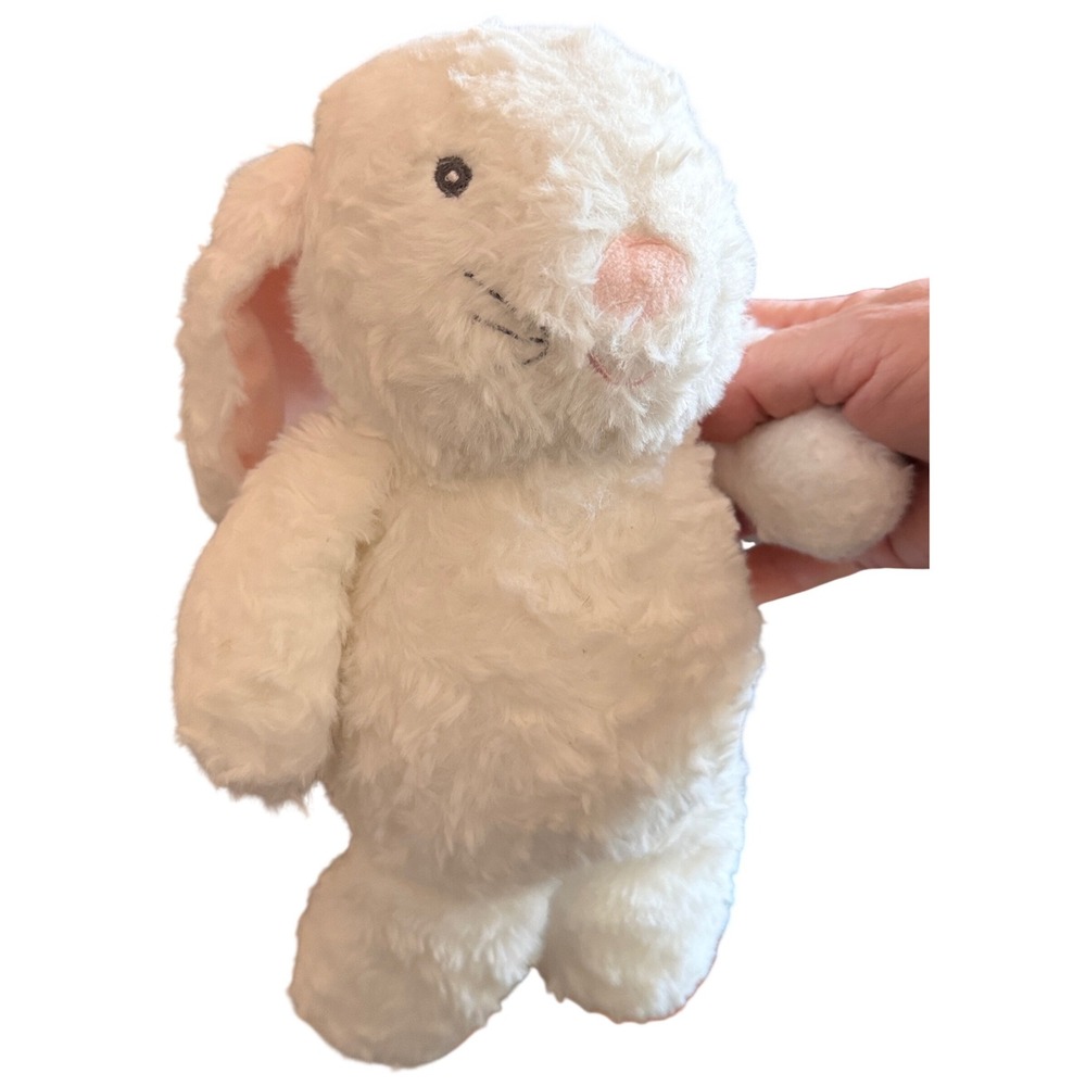 Little & Loved Plush Bunny Rattle White l Soft Shaggy Faux‎ Fur Rabbit